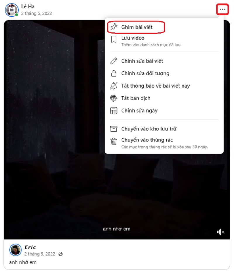 Cách ghim bài viết trên Facebook